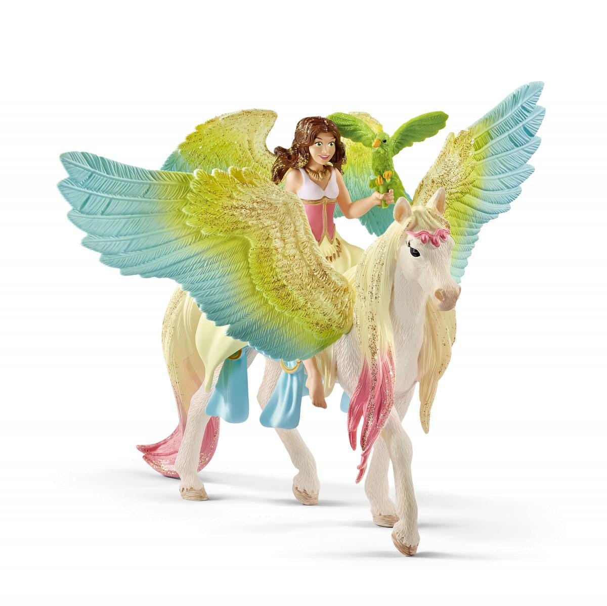 Coffret Magique Pieces avec Fée Surah et  son Pégase a Paillettes - Figurine schleich Licorne et Fée avec Bras Mobiles et