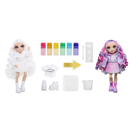 Rainbow High - Water Color - 1 poupée mannequin (Violet) de 27cm - 2 tenues et accessoires a personnaliser - Colore tes cheveux