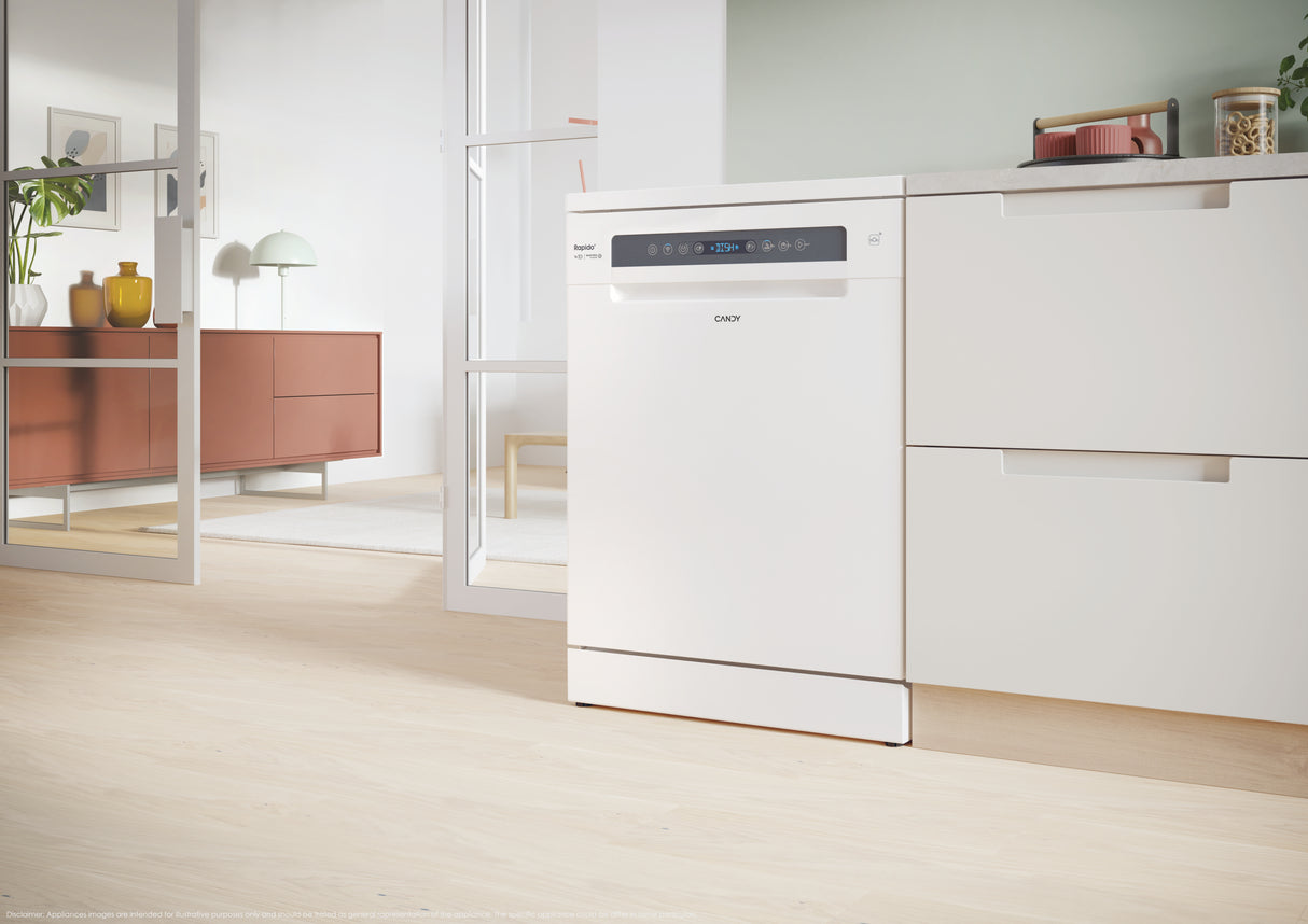Lave-vaisselle pose libre CANDY CF6C4F2W Rapido - 16 couverts - 44dB  - Maxi Cuve - Connecté - Blanc