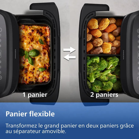 Friteuse sans huile - PHILIPS - NA150/00 - Airfryer Série 1000 - Panier flexible 7.L - Séparateur amovible - 2400W - Noir