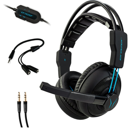 Casque gamer - Filaire - ERAZER - MD 88640 Gaming Headset - PC ou console - Noir / Bleu