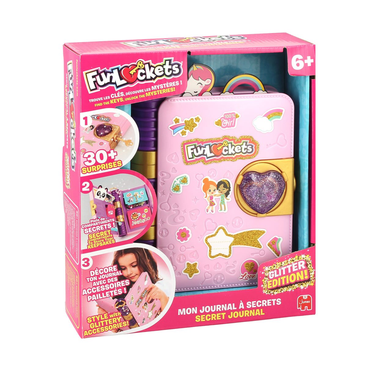 Journal a Secrets - Funlockets - Édition Pailletée - Plus de 30 surprises - Pour enfants a partir de 6 ans