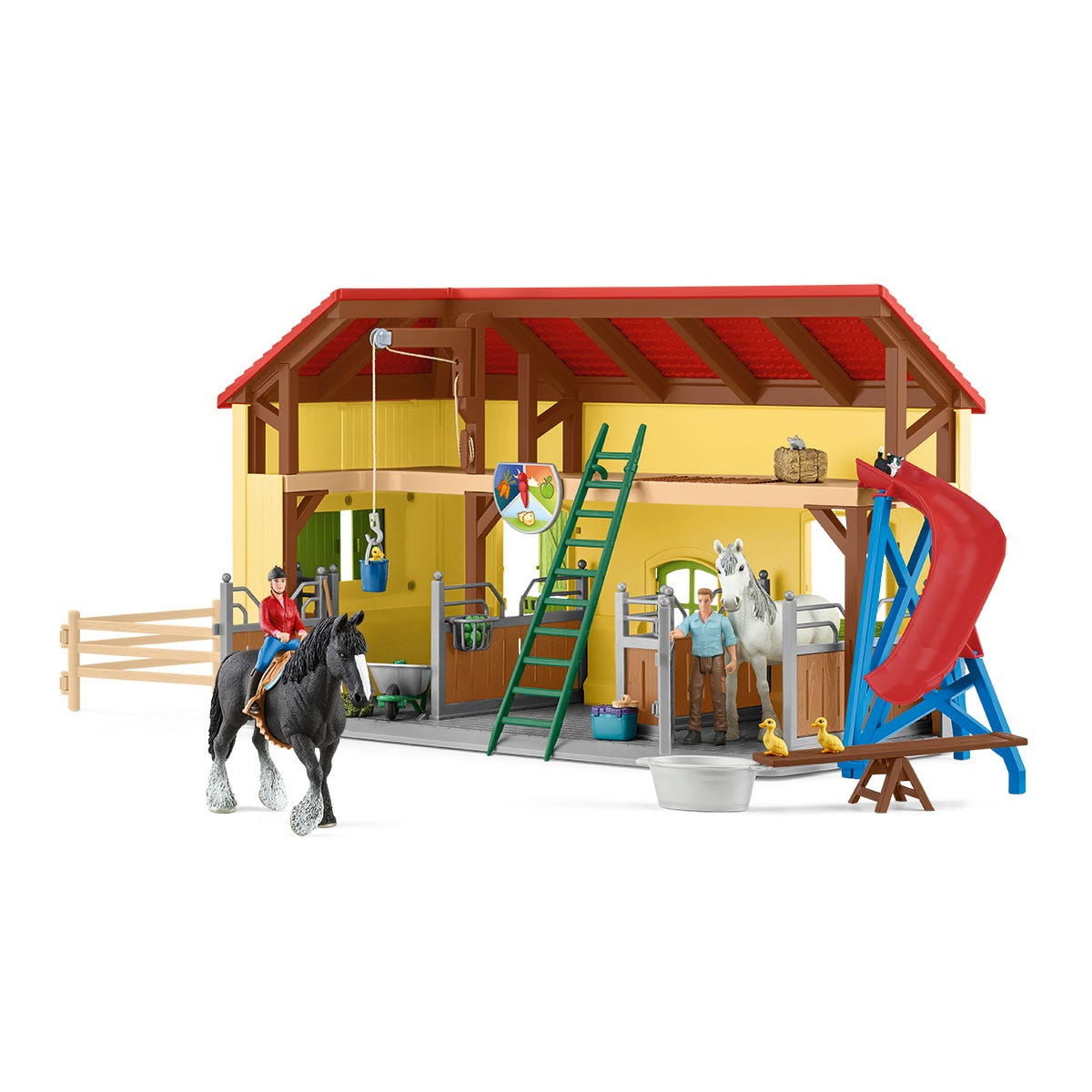 Écurie avec boxes et animaux, coffret de 82 pieces avec chevaux, Schleich 42485 Farm World, Des 4 ans