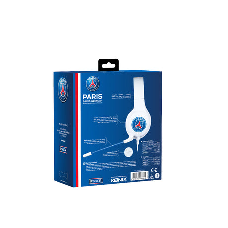 Casque gaming filaire - KONIX - Micro 45° - Câble 1,5 m - Blanc et bleu - Confort Soft Touch