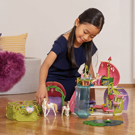 Maison-fleur pailletée avec licornes, lac et écurie - Schleich - 42445 - Multicolore - Rose - Fille