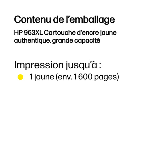 HP 963XL Cartouche d'encre jaune authentique (3JA29AE) pour HP OfficeJet Pro 9010 / 9020 series