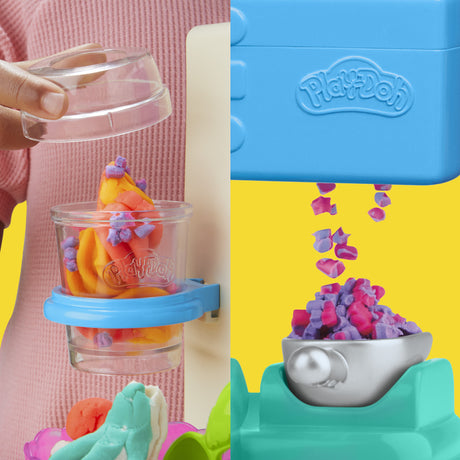 PlayDoh Mes Glaces Arc-en-Ciel, Pâte a modeler, Machine a Creme Glacée factice, 5 pots de 56 g  et accessoires, des 3 ans