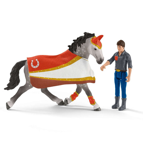 Coffret d'entraînement a la voltige de Mia, coffret schleich avec 18 éléments inclus dont 1 cheval schleich et 2 personnages,