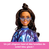 Barbie - Poupée Deluxe Style - Haut et jupe bleu métallisé - Brune - Barbie - JFP42