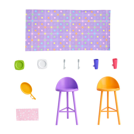 Barbie-Maison de vacances-Coffret et poupée, 4 zones et 11 accessoires HRJ77