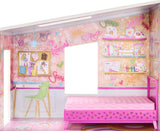 Rainbow High Color & Play House, Maison de poupée 3 étages, Colorie les murs et sols avec des marqueurs lavables, Maison en bois