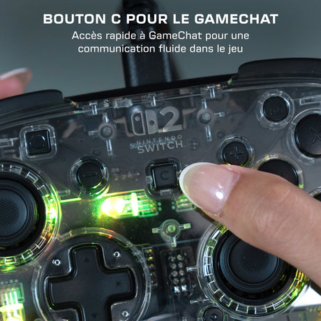 Manette de jeu - Nintendo Switch 2 - Afterglow - RGB - Filaire - Transparent - Turtle Beach