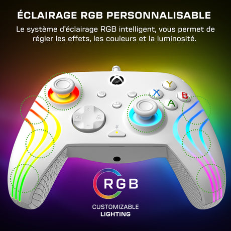 Manette de jeu - Xbox Series X|S, Xbox One et PC - Afterglow Wave - RGB - Filaire - Blanc- TURTLE BEACH