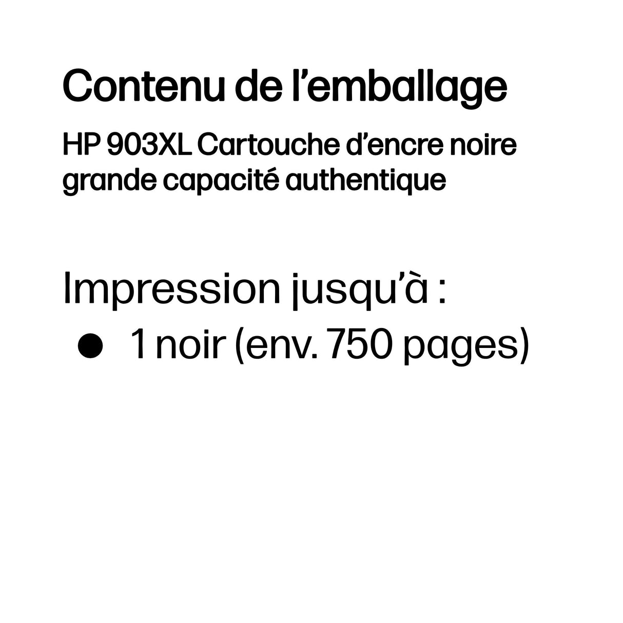 HP 903XL Cartouche d'encre noire grande capacité authentique (T6M15AE) pour HP OfficeJet Pro 6950/6960/6970