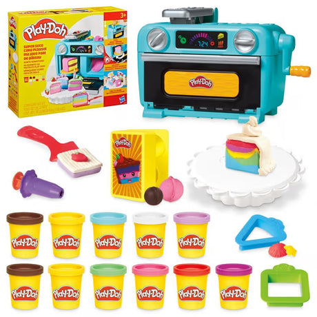 Play-Doh Ma jolie part de gâteau, four jouet, accessoires de cuisine factices et 11 pots de pâte a modeler, des 3 ans