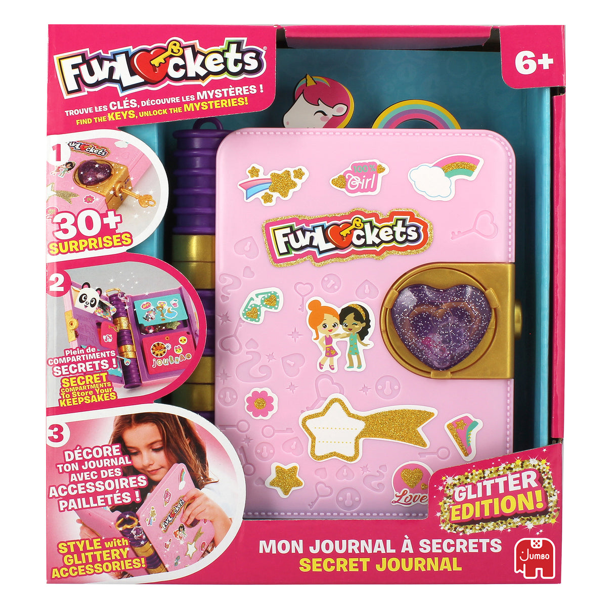 Journal a Secrets - Funlockets - Édition Pailletée - Plus de 30 surprises - Pour enfants a partir de 6 ans