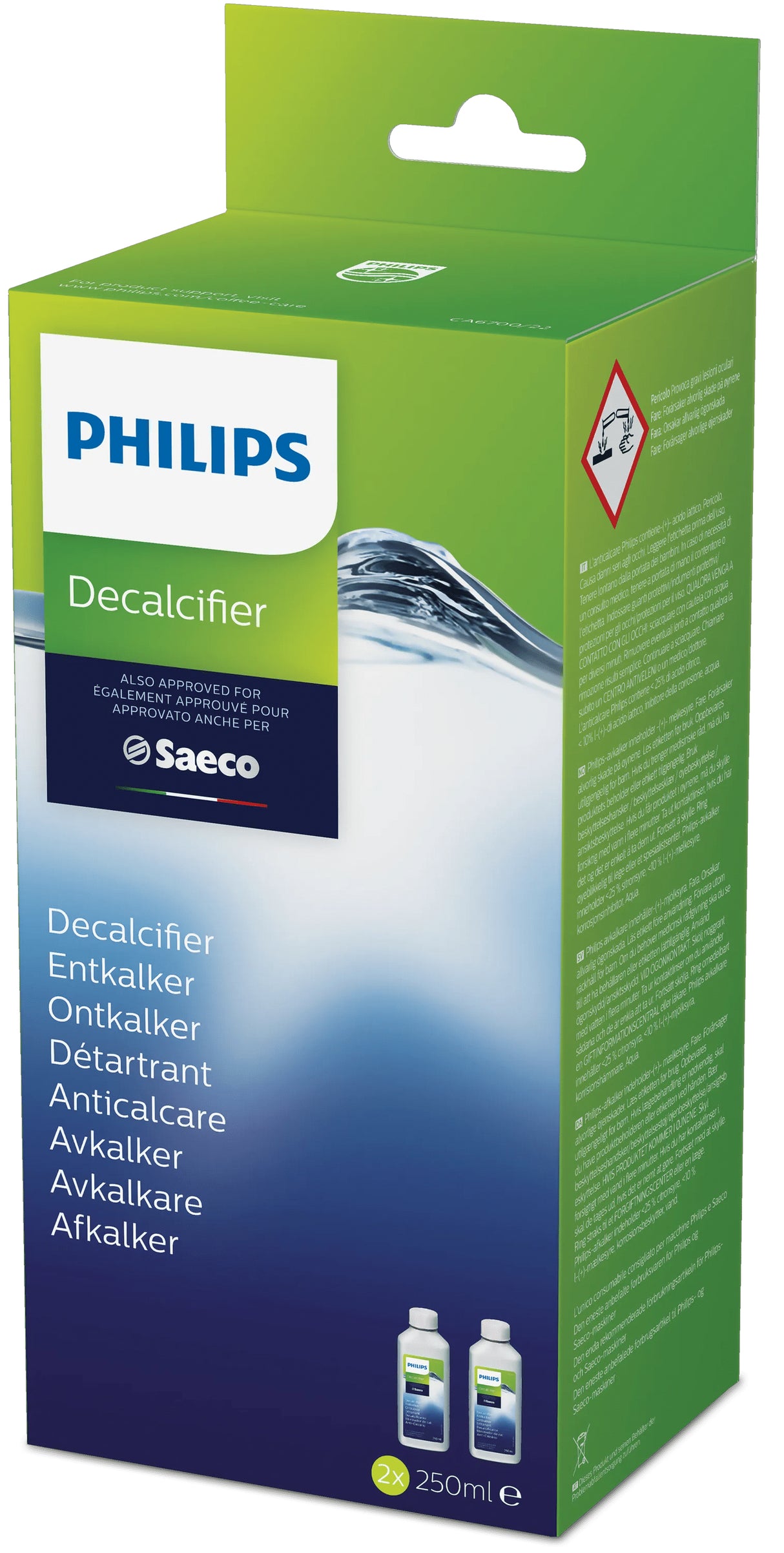 Détartrant machine a café - PHILIPS - CA6700/22 - compatible cafetieres Philips & Saeco - x2 bouteilles de 250ml