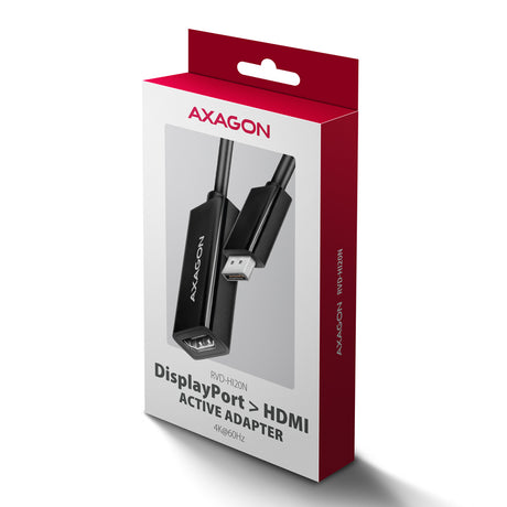 Câble adaptateur Axagon RVD-HI20N DisplayPort 1.2 mâle vers HDMI 2.0 femelle (Type A) 15cm (Noir)
