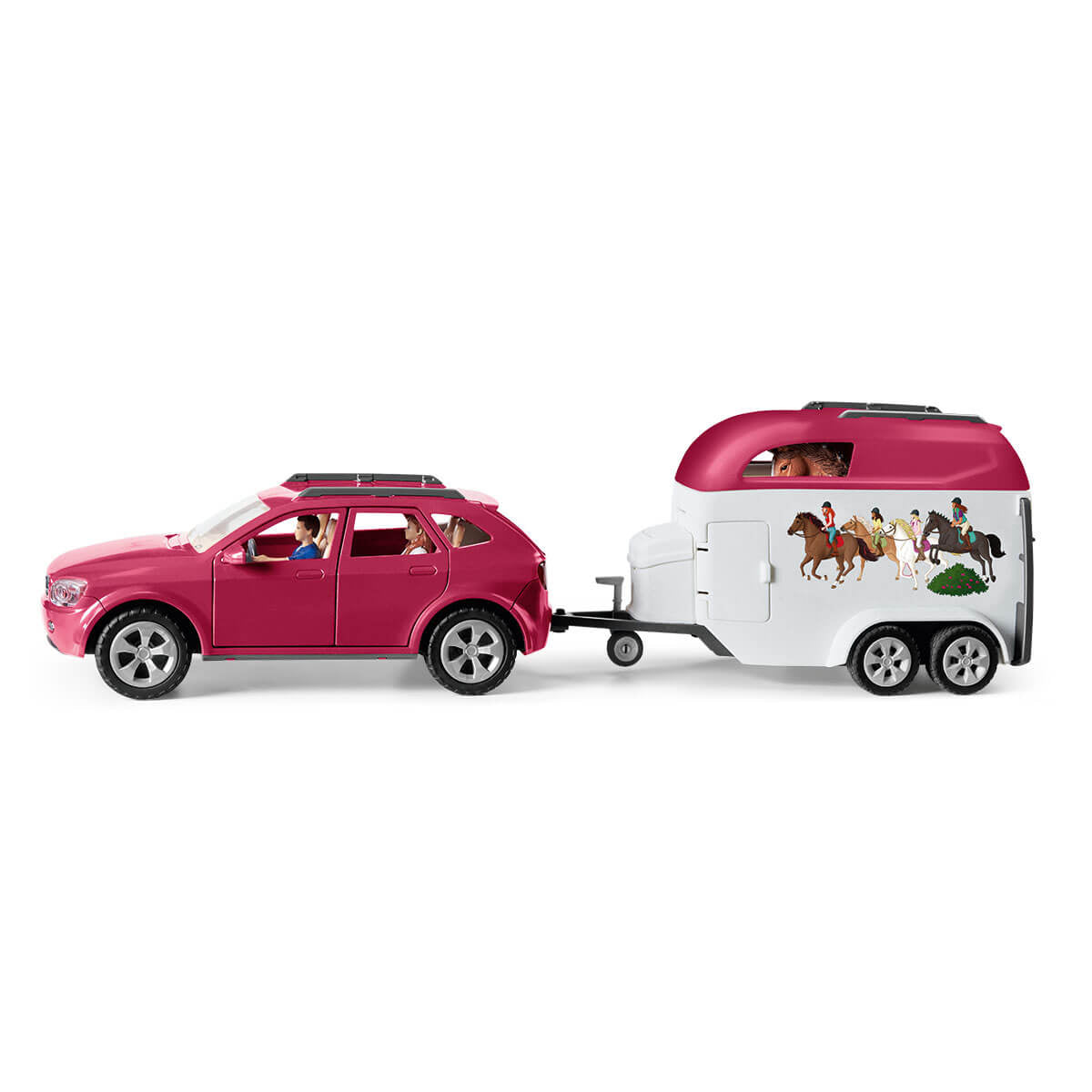 Voyage en voiture avec remorque pour chevaux, Coffret figurines Schleich 42535 Horse Club pour enfants de 5 ans