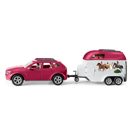 Voyage en voiture avec remorque pour chevaux, Coffret figurines Schleich 42535 Horse Club pour enfants de 5 ans