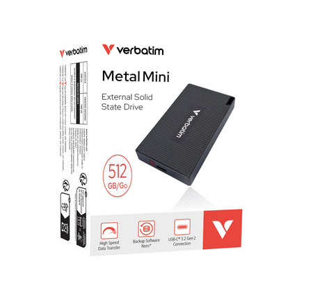 Disque SSD externe - VERBATIM - Metal Mini - 512 Go