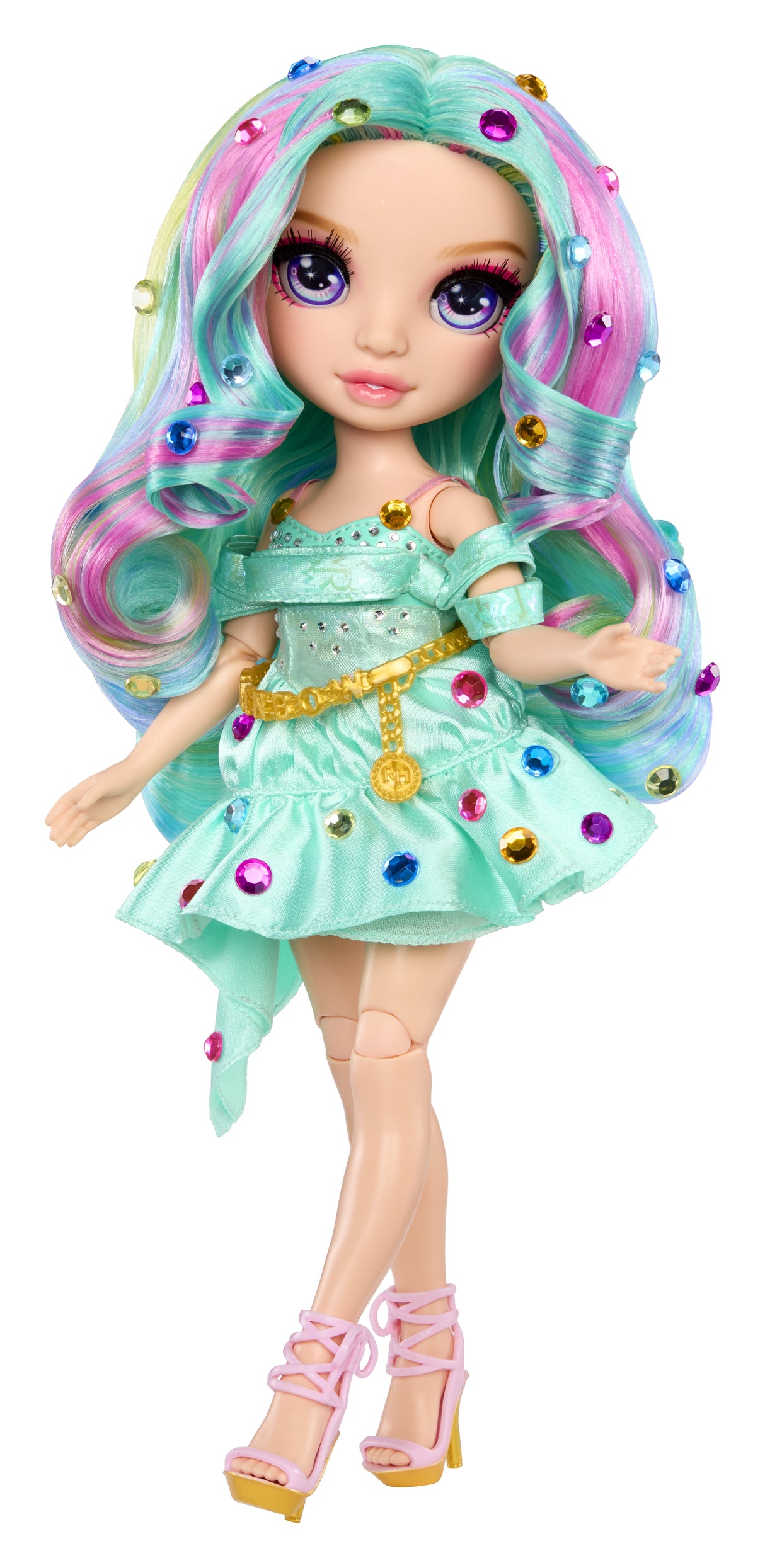 Rainbow High - Poupée Mannequin Be Dazzling - Celine Turquoise - 28 cm - Pierres précieuses scintillantes et accessoires inclus