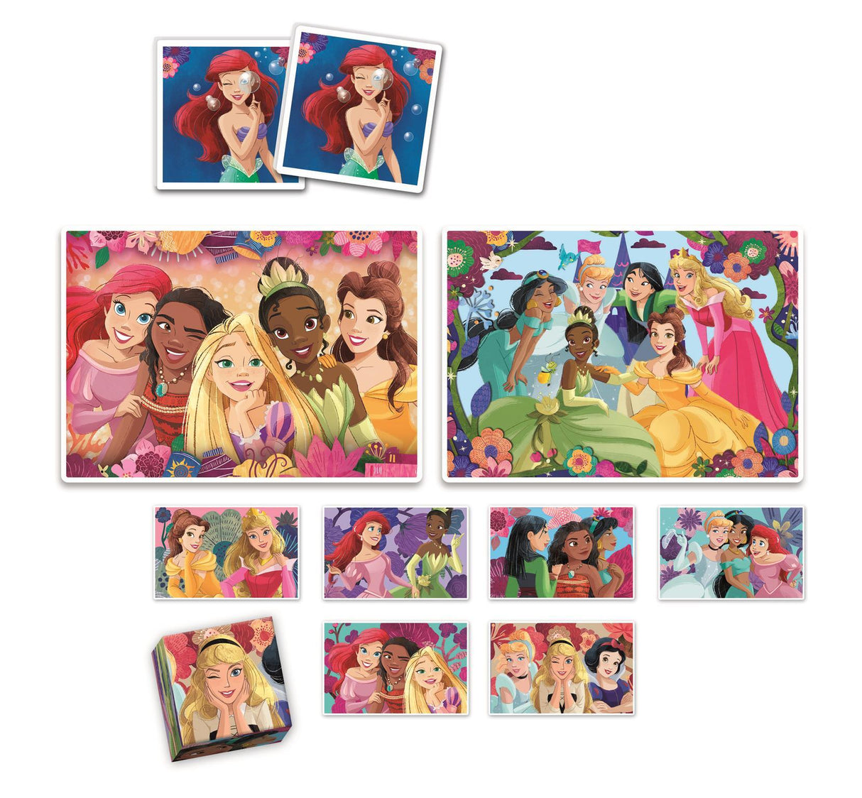 Clementoni - Edukit - Disney Princesses - Coffret apprentissage 4 en 1 - 2 puzzles, 1 mémo, 1 jeu de 6 cubes - Fabriqué en Italie
