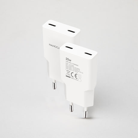 Chargeur secteur Nanocable 2x USB-C  25W (Blanc)