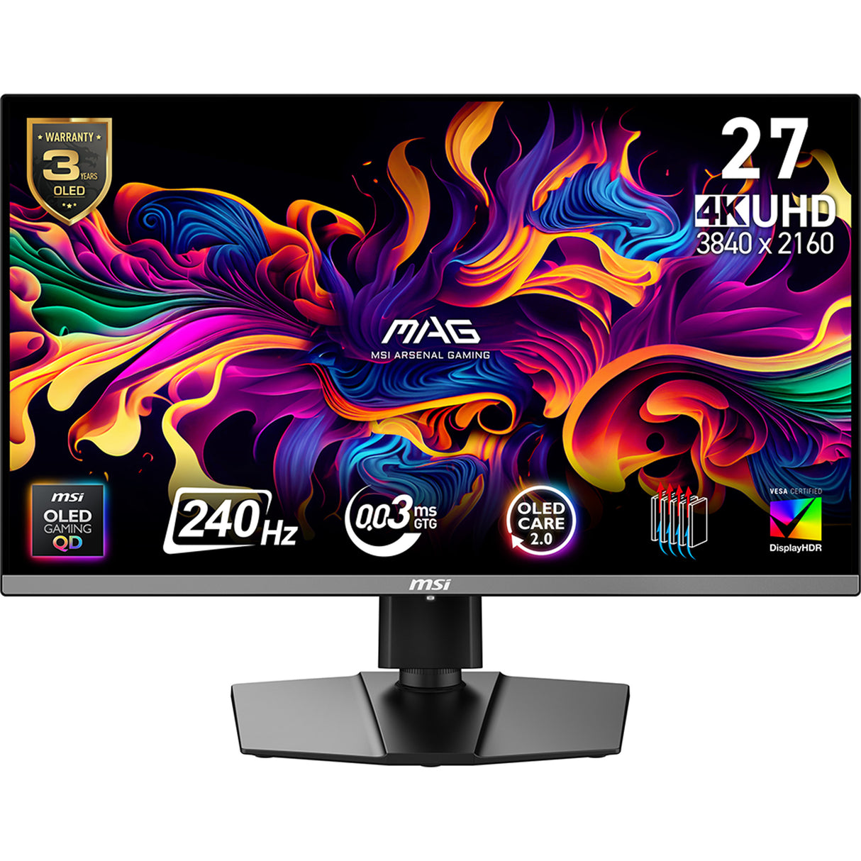 Ecran PC Gamer - MSI - 26.5 - UHD - 240Hz - Dalle QD-OLED - 0,03ms - Ajustable en hauteur - MAG 272UP QD-OLED X24