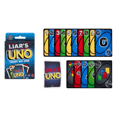 UNO Liar's - Jeu de cartes pour adultes, enfants, familles - Jeu d'astuce et de bluff - Mattel Games - JLH43 - 7 ans et +