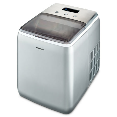 Machine a glaçons cristallins – MEDION MD11950 – Réservoir eau 2,6L – 15kg/24h – 2 tailles – 10 minutes – Inox