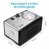 Sorbetiere Yaourtiere - MEDION MD18387 – 150W – de -18 a -35°C – 1,5L de glace – Écran LCD – Noir/Alu