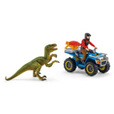 Coffret Fuite sur quad face au vélociraptor, ensemble de jouets Préhistoriques de 5 pieces, Schleich 41466 Dinosaurs, des 4 ans