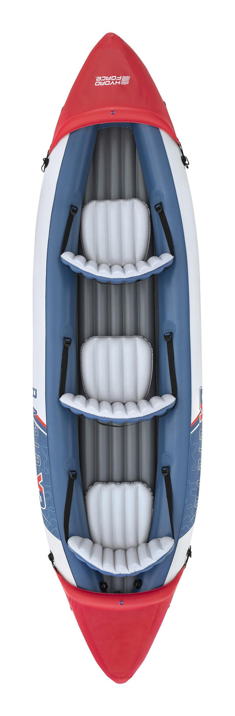 Kayak gonflable - BESTWAY - 65132 - Rapide X3 Hydro-Force™ - 381 x 100 cm, 3 places, 250 kg max, 2 pagaies, pompe