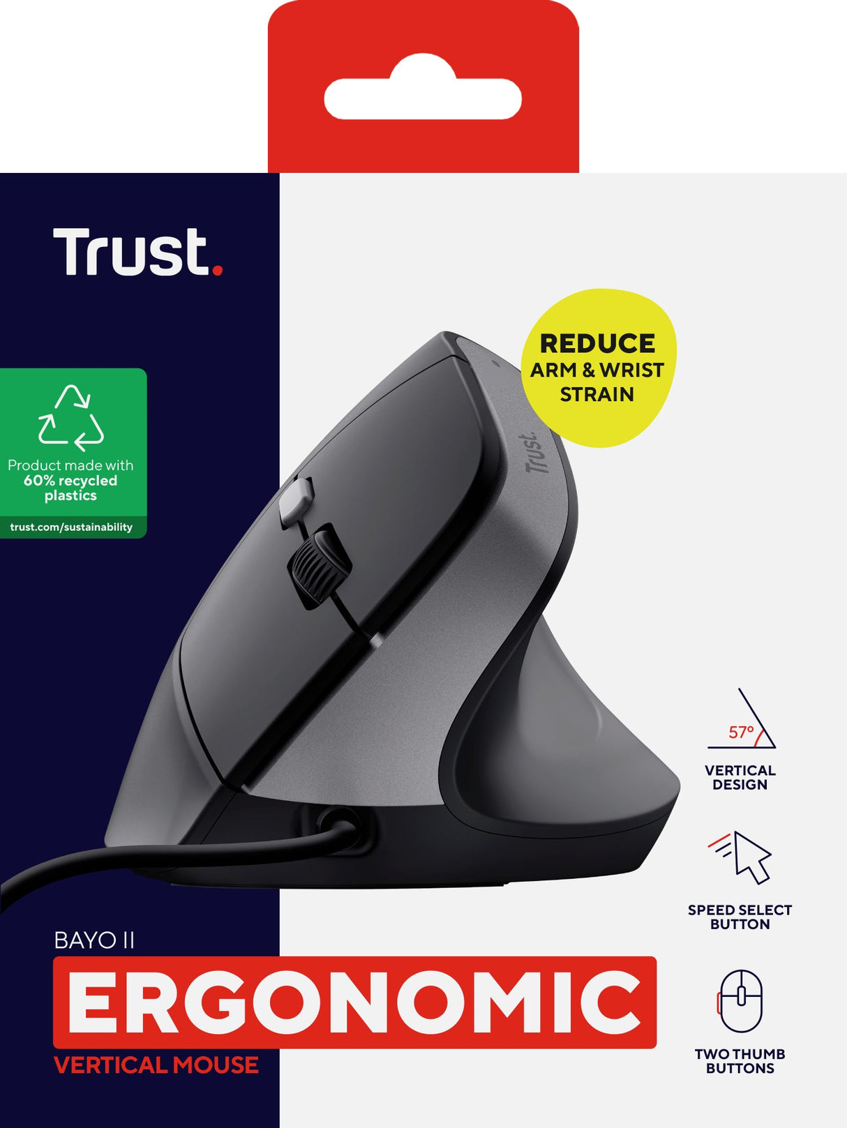 Souris filaire ergonomique Trust Bayo II (Noir)