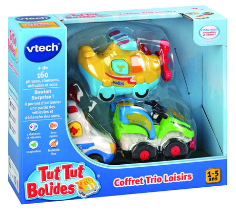 VTECH - Tut Tut Bolides - Coffret Trio Loisirs (Avion + Formule 1 + Bus) - Multicolore - Mixte - 12 mois+