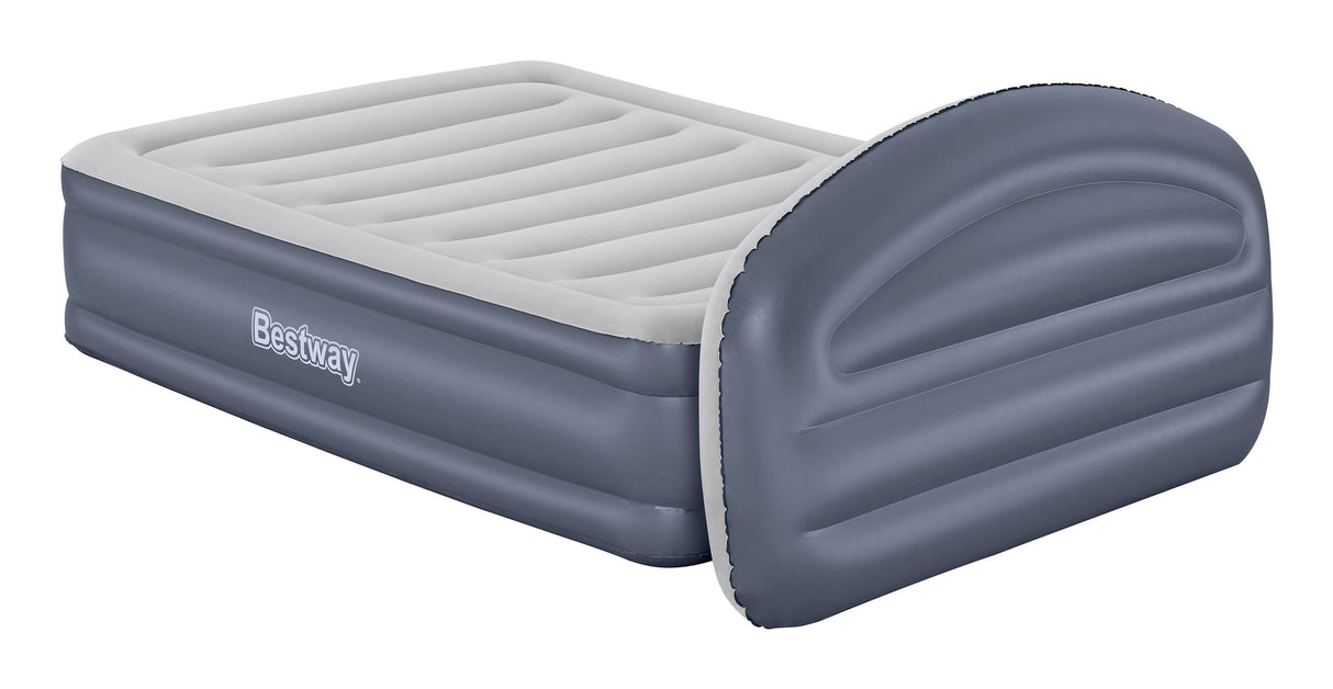 Matelas gonflable - BESTWAY - 671BD Queen - Pompe électrique intégrée - Tete de lit LoungeLux - Tritech durable