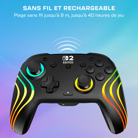 Manette de jeu - Nintendo Switch 2 - Afterglow Wave - RGB - Sans fil - Noir - Turtle Beach