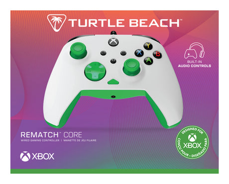 Manette de jeu - Xbox Series X|S, Xbox One et PC - Rematch Core - RGB - Filaire - Blanc / Vert - TURTLE BEACH