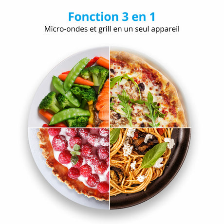 Micro-ondes combiné MEDION MD17495 - 23L - 800W - 1200W Grill - Pose libre - Argent