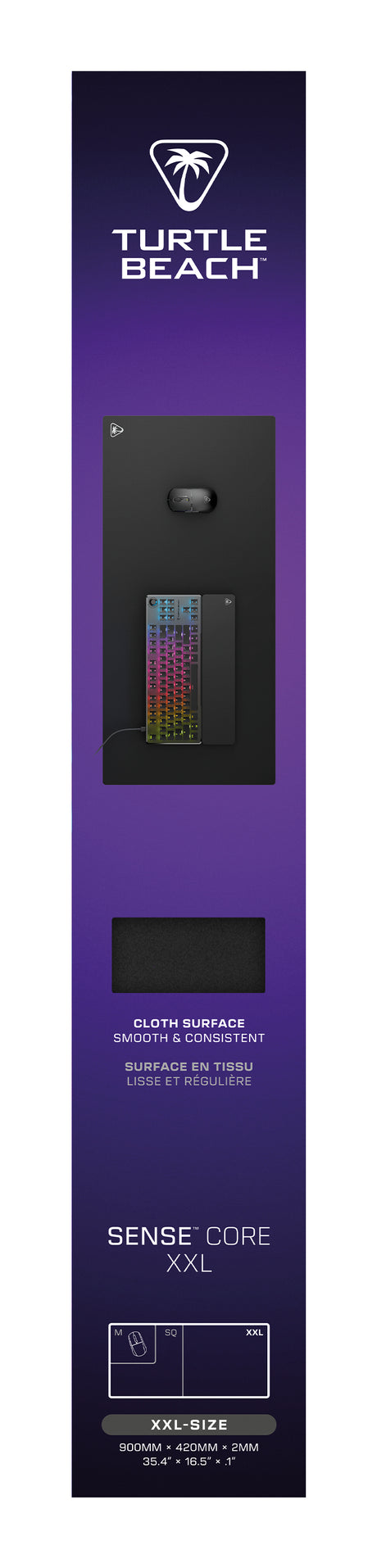 Tapis de souris de jeu - Turtle Beach SenseCore XXL - Surface micro-tissée, équilibré, confortable