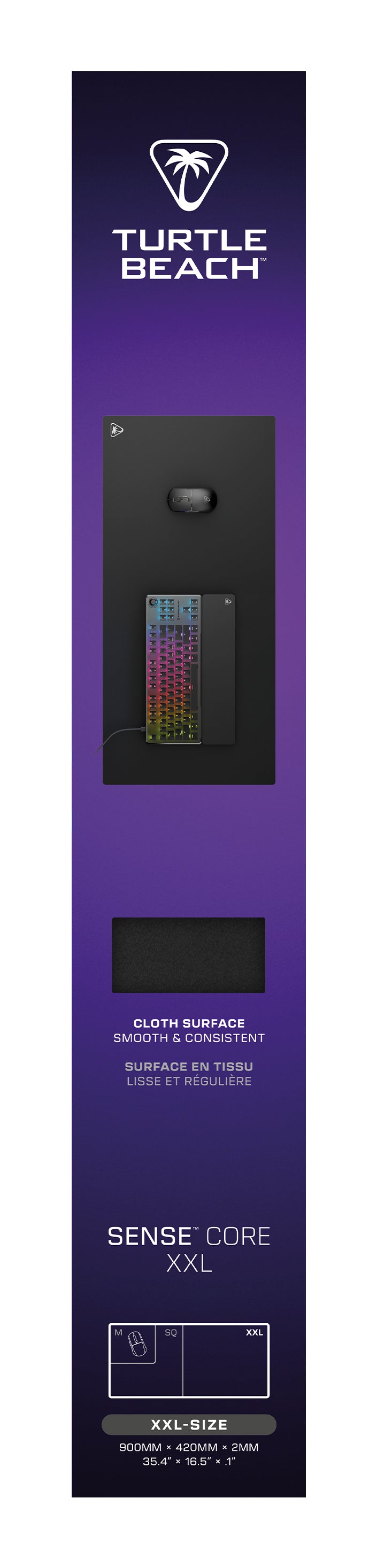 Tapis de souris de jeu - Turtle Beach SenseCore XXL - Surface micro-tissée, équilibré, confortable