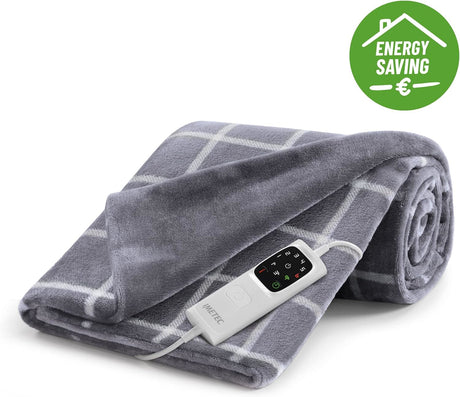 Couverture Chauffante - Imetec - Plaid chauffant 150x110 cm - 6 Températures - Tissu Toucher Velours et Sherpa - Lavable en Machine