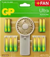 Lot de 24 piles Alcaline GP Batteries Ultra type AA/AAA + ventilateur é main