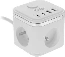 Multiprise 3 prises T'nB 1,5m + 2x USB-A & 2x USB-C (Blanc)