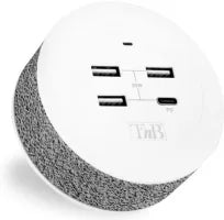 Station de charge USB T'nB Iconiq 3 ports USB-A + 1 pors USB-C  (Blanc/Gris)